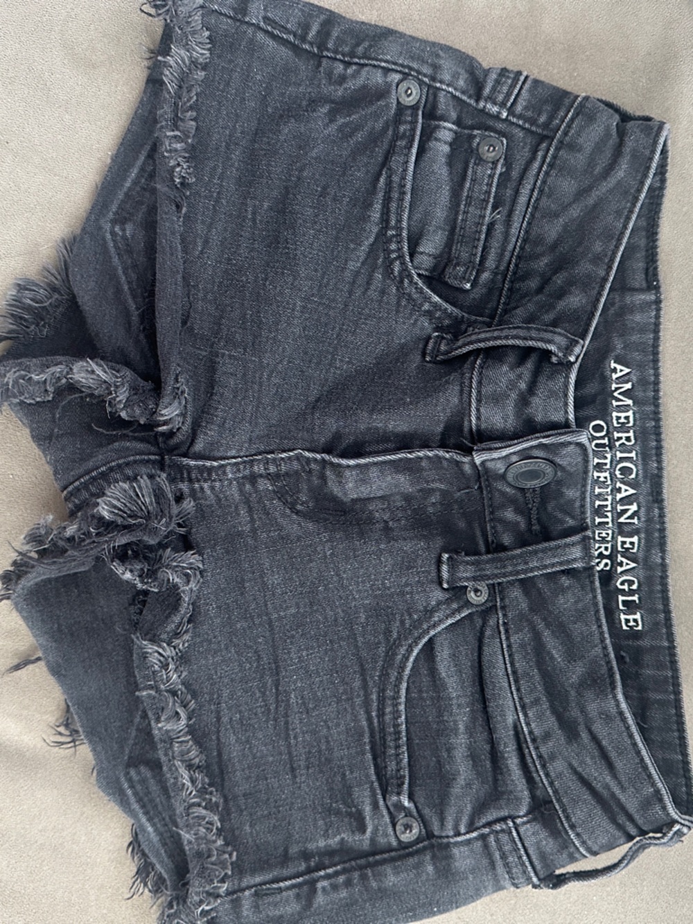 American Eagle Outfitters Black Frayed Denim Cutoff Shorts